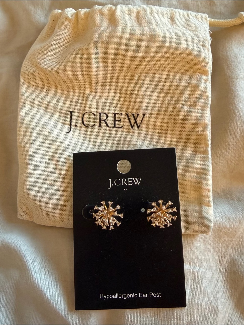 J. Crew Gold Snowflake Crystal Stud Earrings